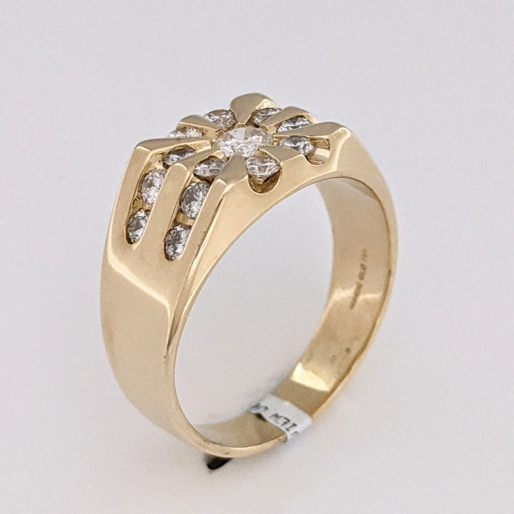 14K 1.02 CARAT TOTAL WEIGHT SI1-SI2 H DIAMOND ROUND (17) CHANNEL CLUSTER ESTATE RING 8.9 GRAMS