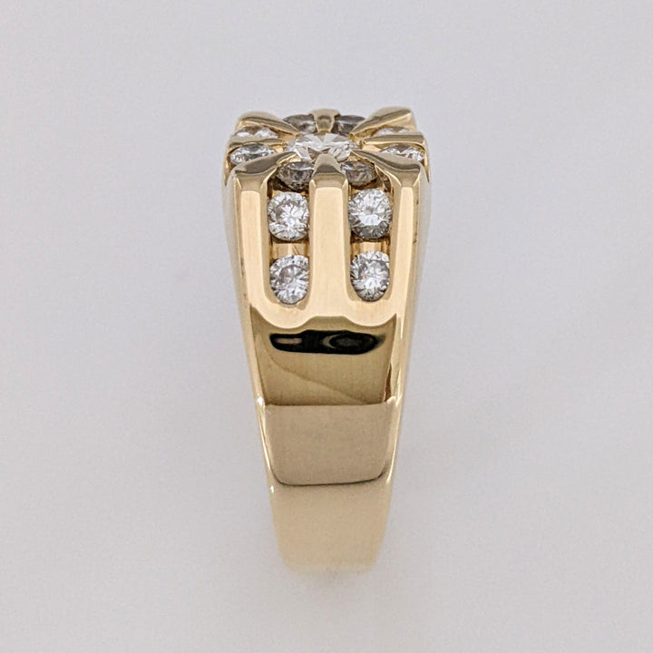 14K 1.02 CARAT TOTAL WEIGHT SI1-SI2 H DIAMOND ROUND (17) CHANNEL CLUSTER ESTATE RING 8.9 GRAMS