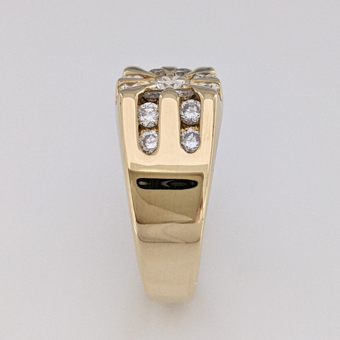 14K 1.02 CARAT TOTAL WEIGHT SI1-SI2 H DIAMOND ROUND (17) CHANNEL CLUSTER ESTATE RING 8.9 GRAMS