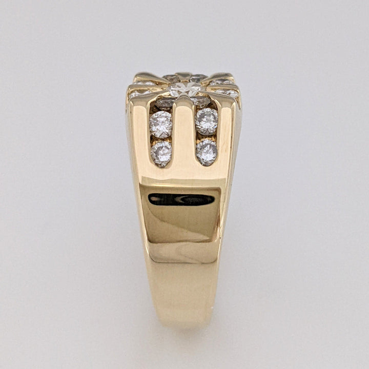 14K 1.02 CARAT TOTAL WEIGHT SI1-SI2 H DIAMOND ROUND (17) CHANNEL CLUSTER ESTATE RING 8.9 GRAMS