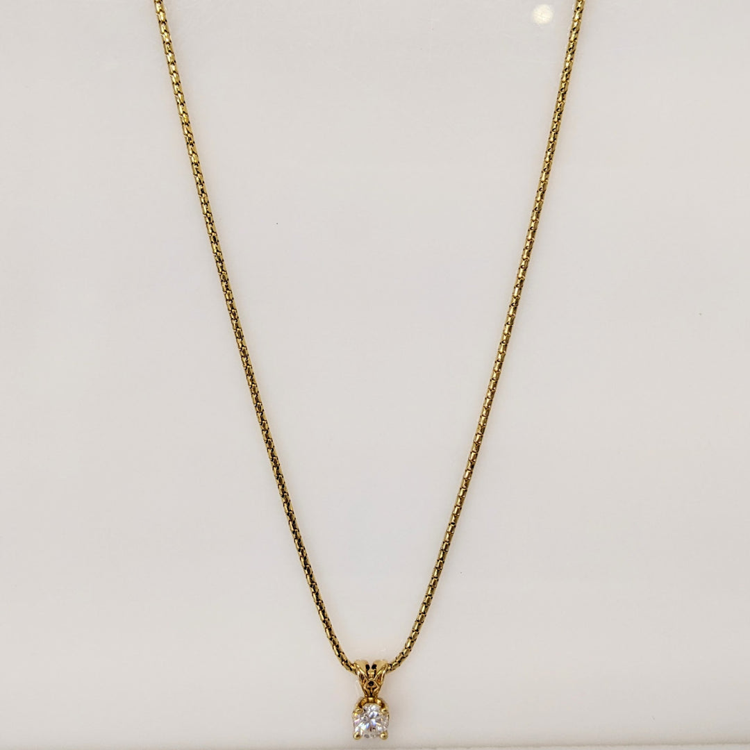 14K .44 CARAT TOTAL I1 J DIAMOND ROUND (1) ESTATE PENDANT & CHAIN 3.2 GRAMS