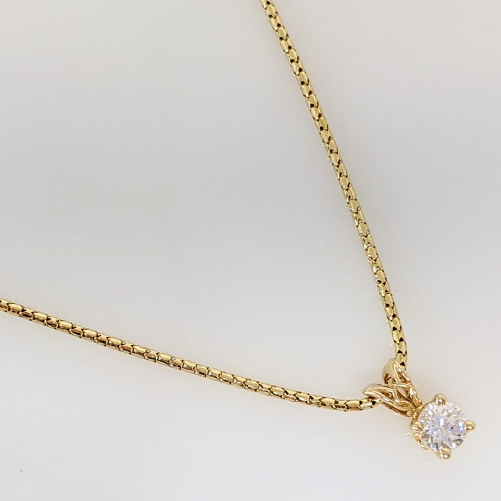 14K .44 CARAT TOTAL I1 J DIAMOND ROUND (1) ESTATE PENDANT & CHAIN 3.2 GRAMS