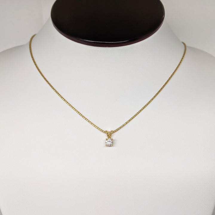14K .44 CARAT TOTAL I1 J DIAMOND ROUND (1) ESTATE PENDANT & CHAIN 3.2 GRAMS