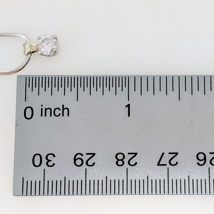 14K WHITE .45 CARAT TOTAL SI1 F DIAMOND ROUND ESTATE PENDANT & CHAIN 4.7 GRAMS