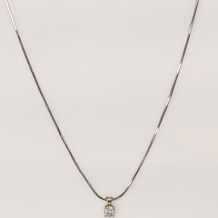 14K WHITE .45 CARAT TOTAL SI1 F DIAMOND ROUND ESTATE PENDANT & CHAIN 4.7 GRAMS