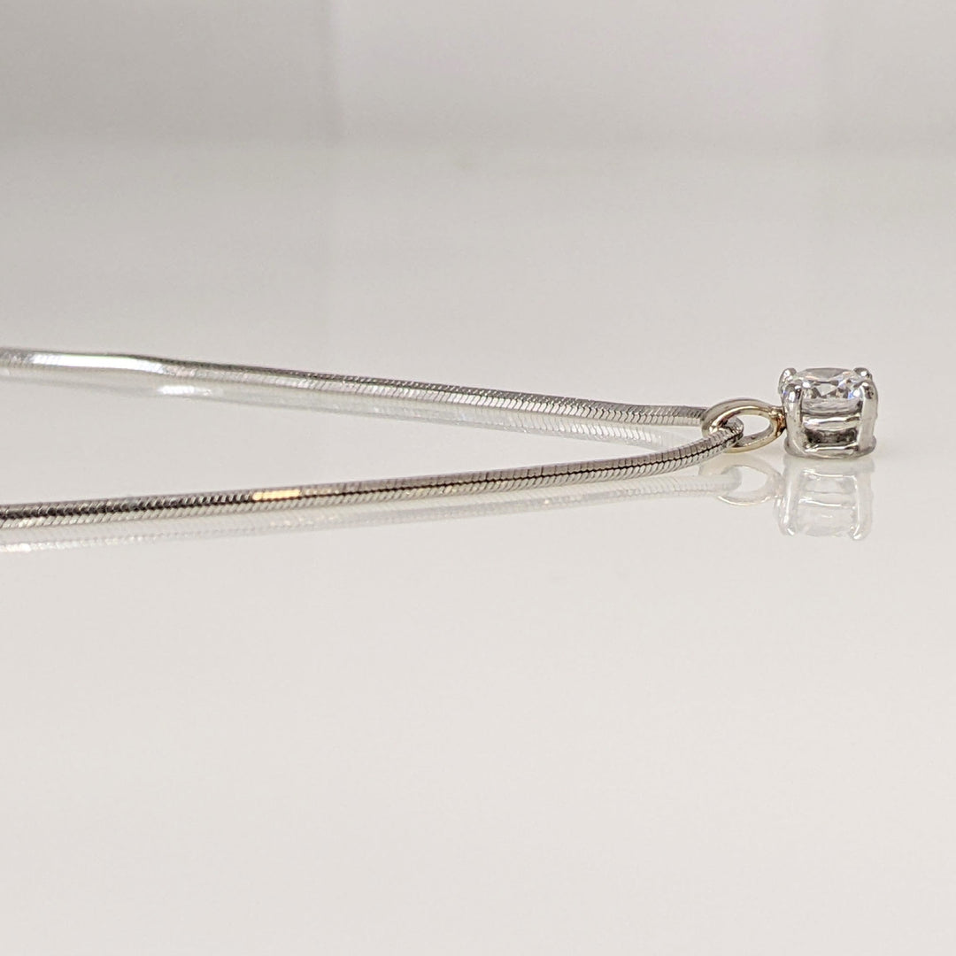 14K WHITE .45 CARAT TOTAL SI1 F DIAMOND ROUND ESTATE PENDANT & CHAIN 4.7 GRAMS