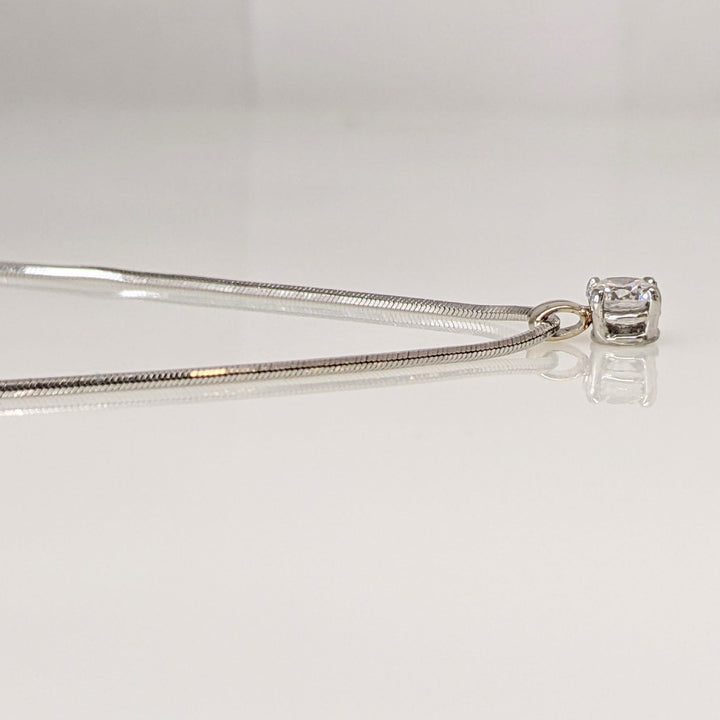 14K WHITE .45 CARAT TOTAL SI1 F DIAMOND ROUND ESTATE PENDANT & CHAIN 4.7 GRAMS