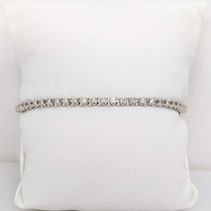 14K WHITE 1.65 CARAT TOTAL WEIGHT SI2 J-K DIAMOND ROUND (55) ESTATE BRACELET 10.7 GRAMS