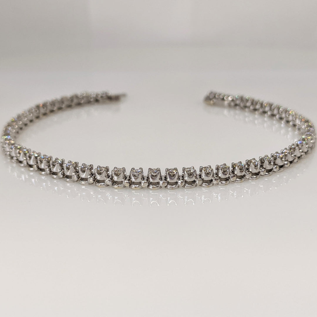 14K WHITE 1.65 CARAT TOTAL WEIGHT SI2 J-K DIAMOND ROUND (55) ESTATE BRACELET 10.7 GRAMS