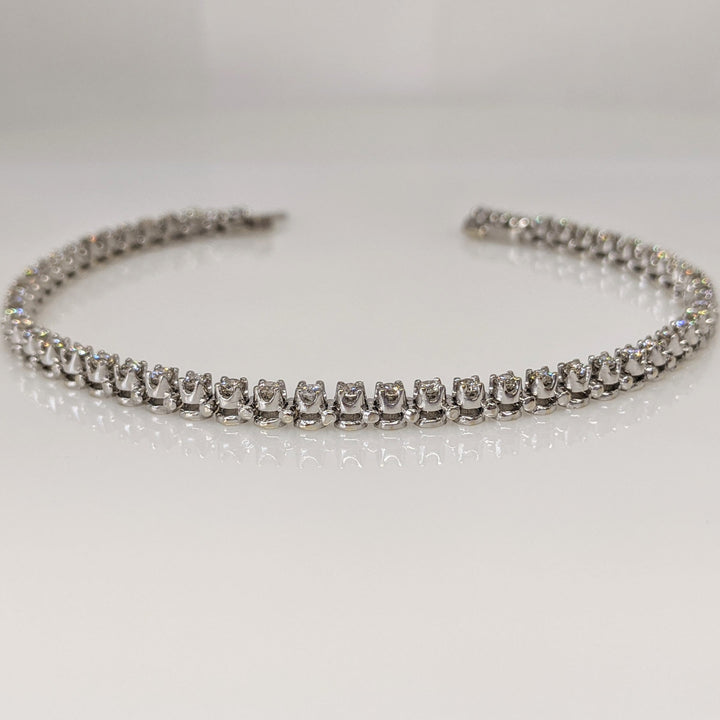 14K WHITE 1.65 CARAT TOTAL WEIGHT SI2 J-K DIAMOND ROUND (55) ESTATE BRACELET 10.7 GRAMS