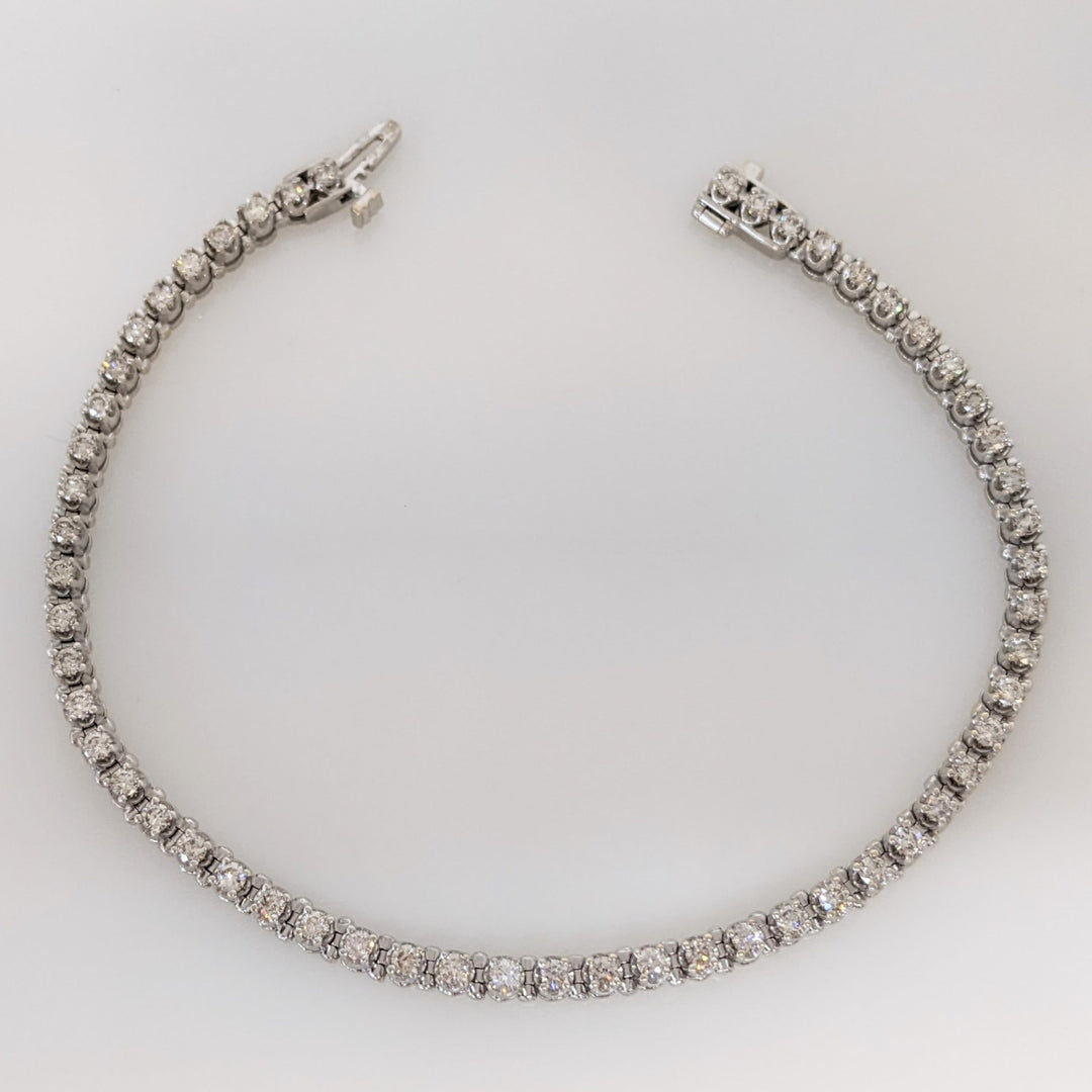 14K WHITE 1.65 CARAT TOTAL WEIGHT SI2 J-K DIAMOND ROUND (55) ESTATE BRACELET 10.7 GRAMS
