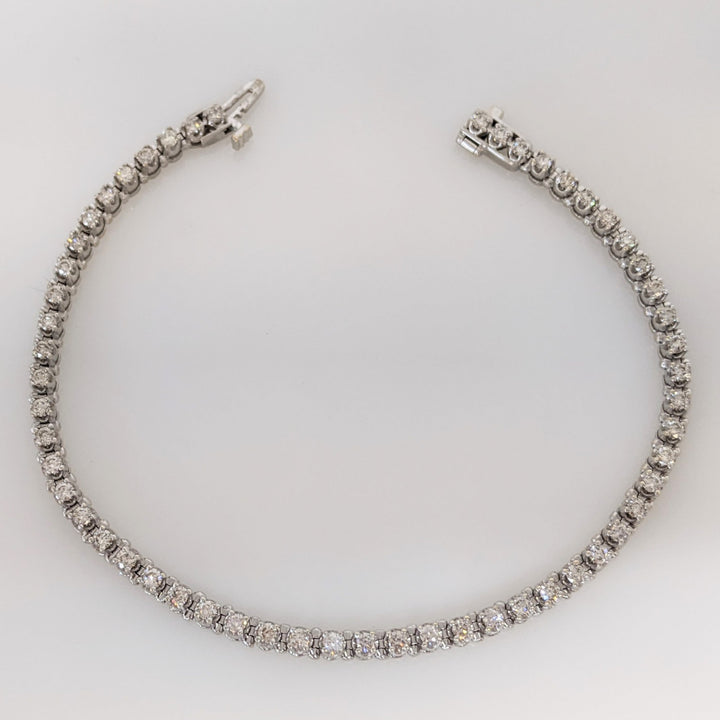 14K WHITE 1.65 CARAT TOTAL WEIGHT SI2 J-K DIAMOND ROUND (55) ESTATE BRACELET 10.7 GRAMS