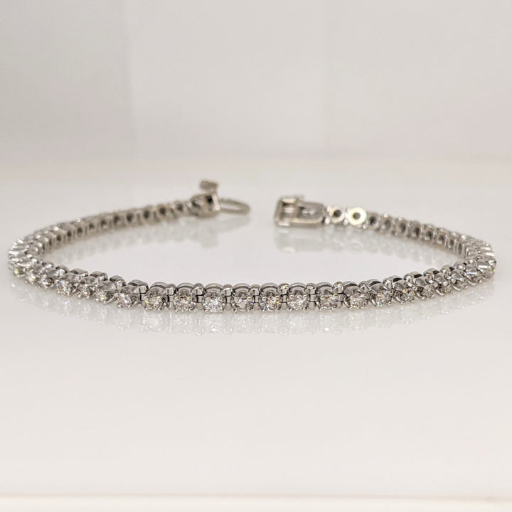 14K WHITE 1.65 CARAT TOTAL WEIGHT SI2 J-K DIAMOND ROUND (55) ESTATE BRACELET 10.7 GRAMS