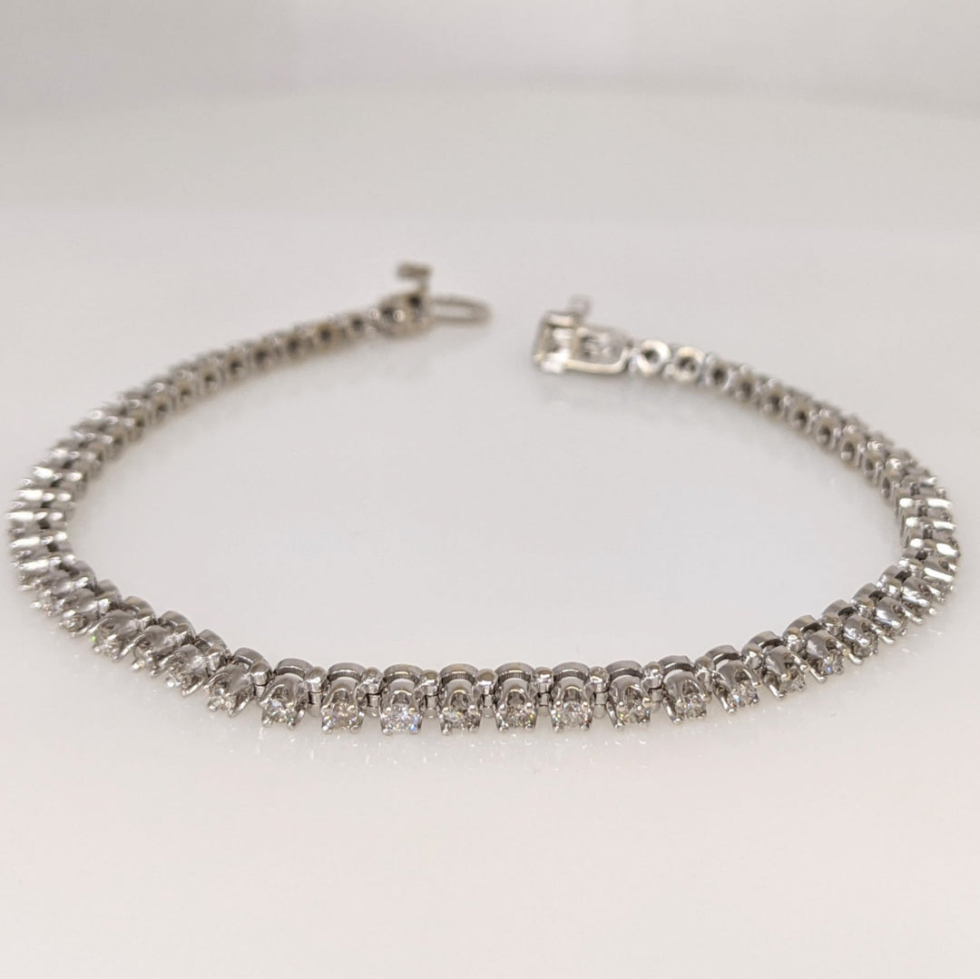 14K WHITE 1.65 CARAT TOTAL WEIGHT SI2 J-K DIAMOND ROUND (55) ESTATE BRACELET 10.7 GRAMS