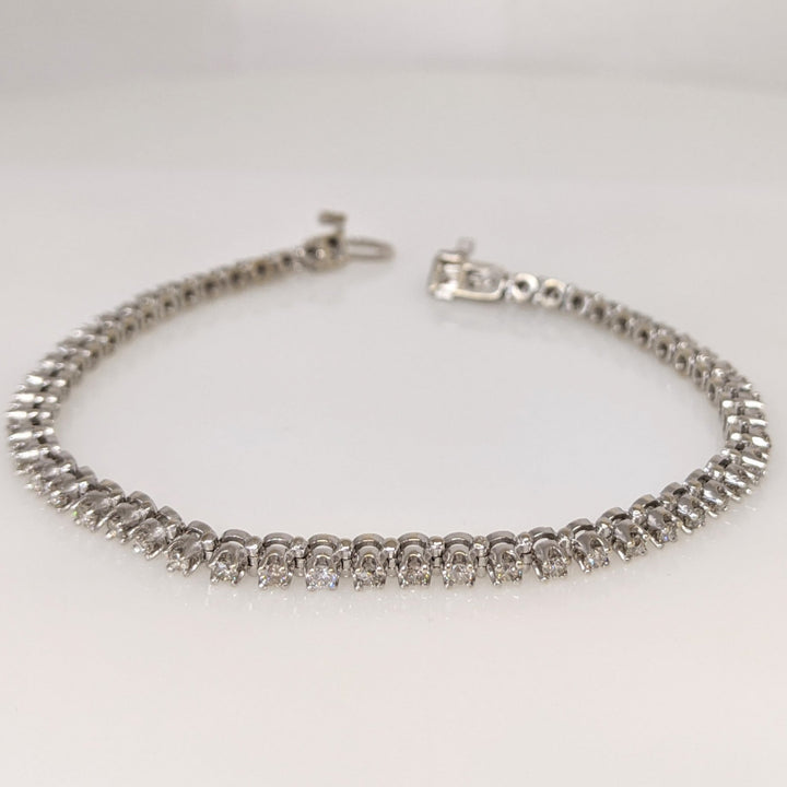 14K WHITE 1.65 CARAT TOTAL WEIGHT SI2 J-K DIAMOND ROUND (55) ESTATE BRACELET 10.7 GRAMS