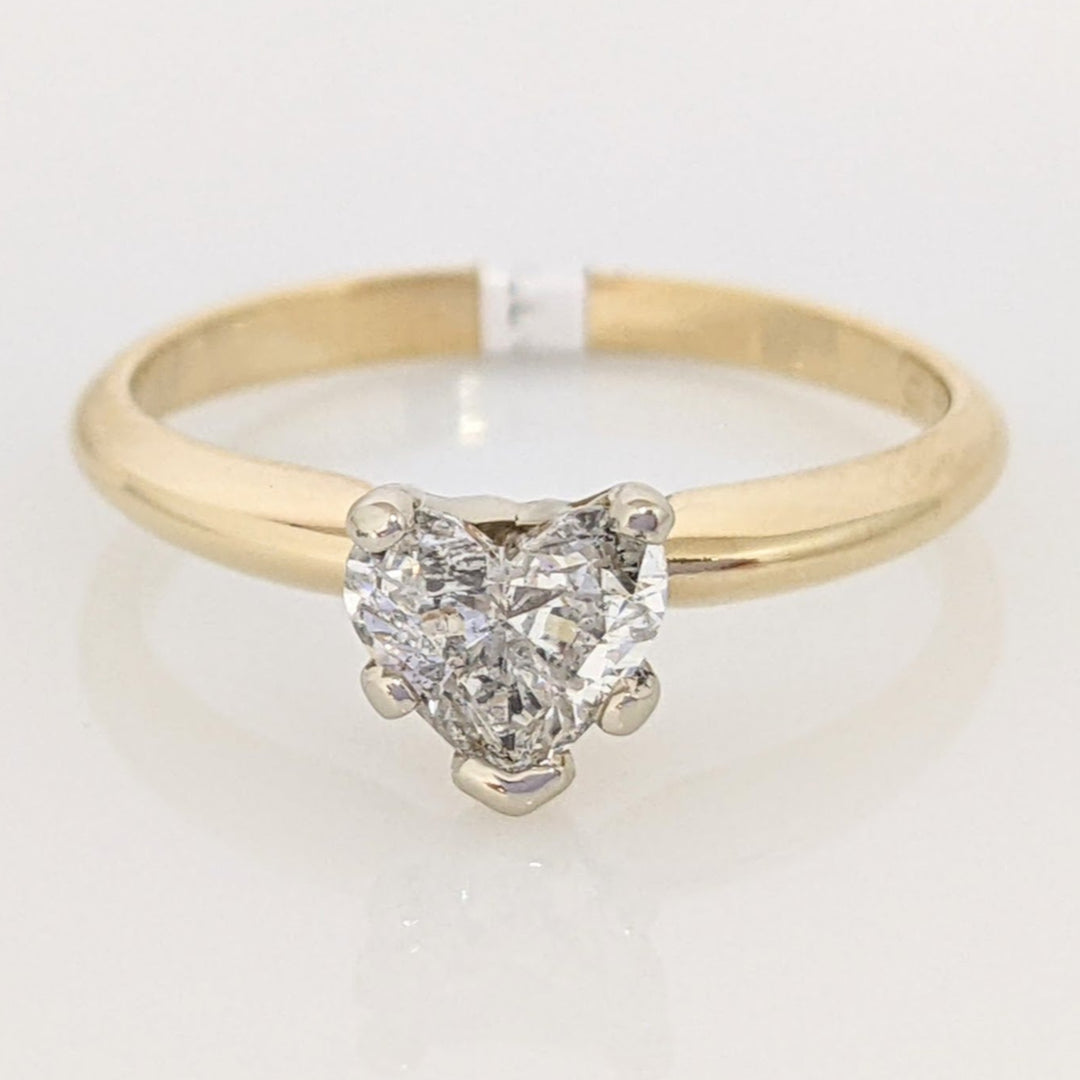 14K .62 CARAT TOTAL I1 I DIAMOND HEART SOLITAIRE ESTATE RING 2.0 GRAMS