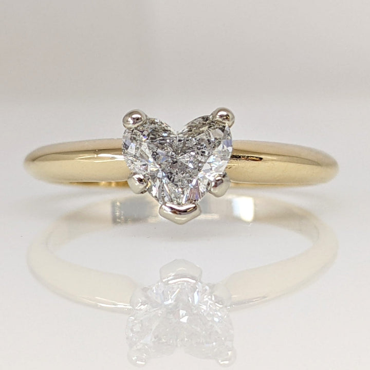 14K .62 CARAT TOTAL I1 I DIAMOND HEART SOLITAIRE ESTATE RING 2.0 GRAMS