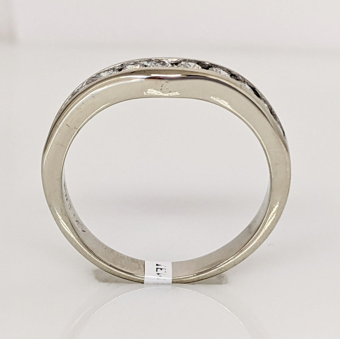 14K WHITE .44 CARAT TOTAL WEIGHT I1 G DIAMOND ROUND (11) CURVED ESTATE CHANNEL SET BAND 3.1 GRAMS