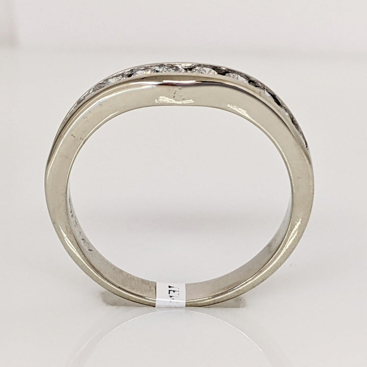 14K WHITE .44 CARAT TOTAL WEIGHT I1 G DIAMOND ROUND (11) CURVED ESTATE CHANNEL SET BAND 3.1 GRAMS