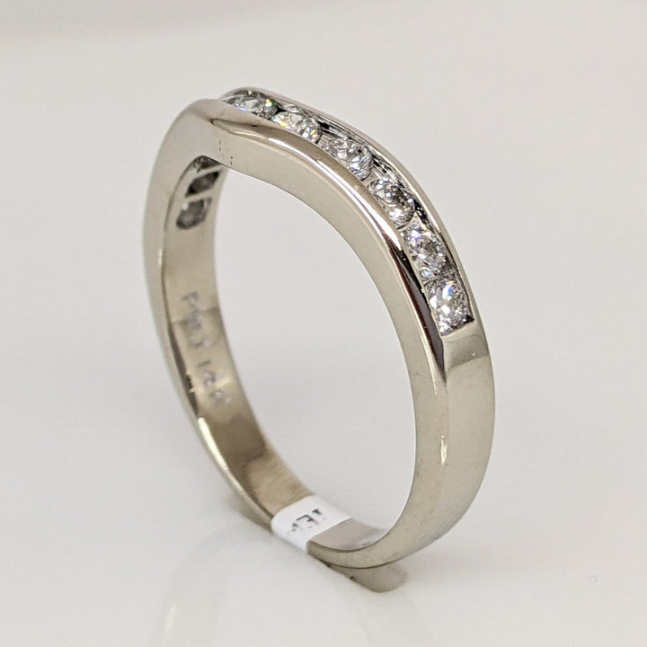 14K WHITE .44 CARAT TOTAL WEIGHT I1 G DIAMOND ROUND (11) CURVED ESTATE CHANNEL SET BAND 3.1 GRAMS