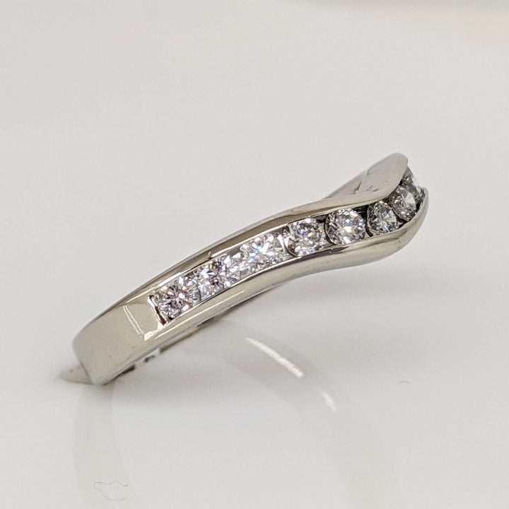 14K WHITE .44 CARAT TOTAL WEIGHT I1 G DIAMOND ROUND (11) CURVED ESTATE CHANNEL SET BAND 3.1 GRAMS