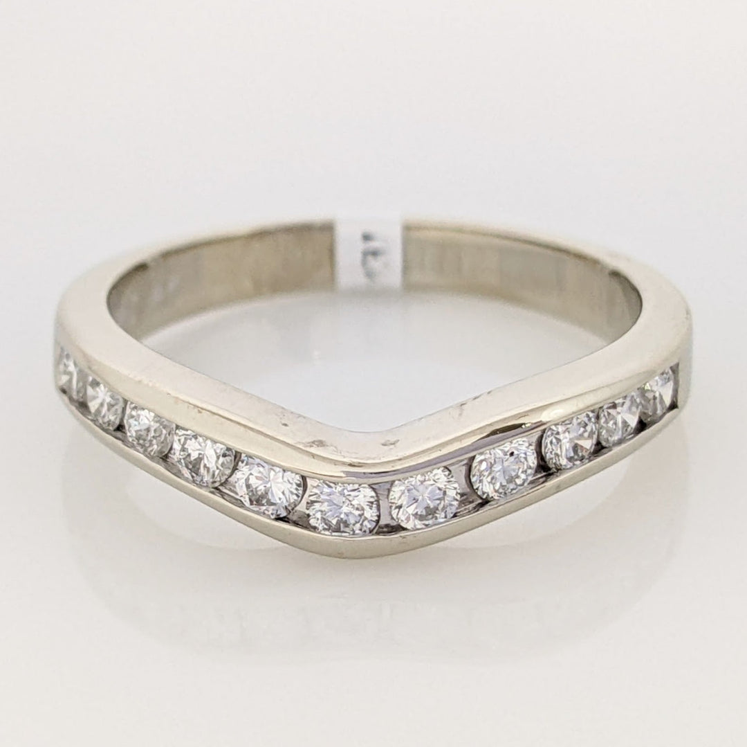 14K WHITE .44 CARAT TOTAL WEIGHT I1 G DIAMOND ROUND (11) CURVED ESTATE CHANNEL SET BAND 3.1 GRAMS