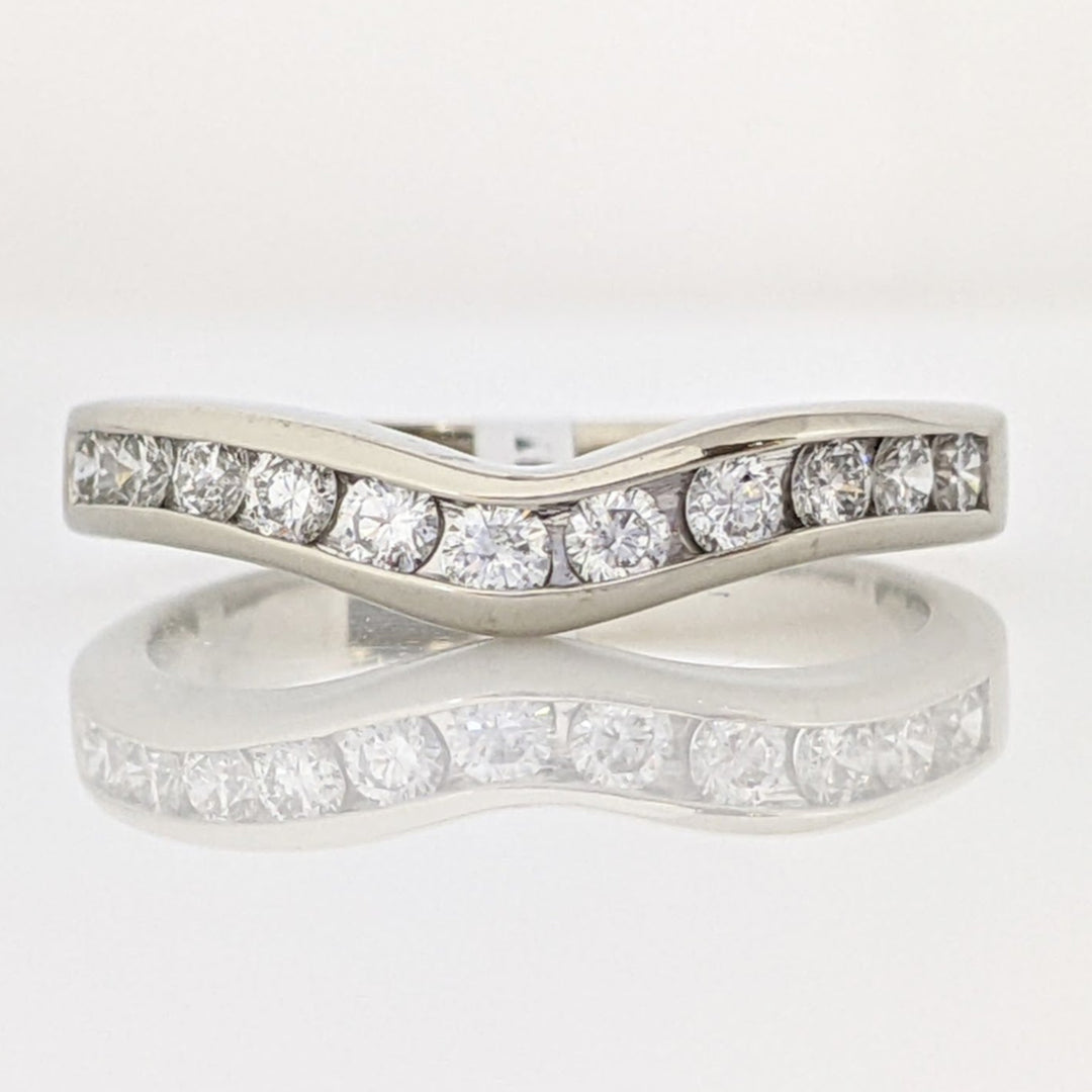 14K WHITE .44 CARAT TOTAL WEIGHT I1 G DIAMOND ROUND (11) CURVED ESTATE CHANNEL SET BAND 3.1 GRAMS