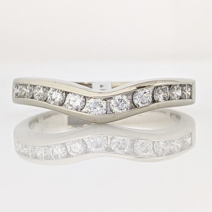 14K WHITE .44 CARAT TOTAL WEIGHT I1 G DIAMOND ROUND (11) CURVED ESTATE CHANNEL SET BAND 3.1 GRAMS