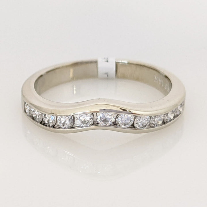 14K WHITE .44 CARAT TOTAL WEIGHT I1 G DIAMOND ROUND (11) CURVED ESTATE CHANNEL SET BAND 3.1 GRAMS