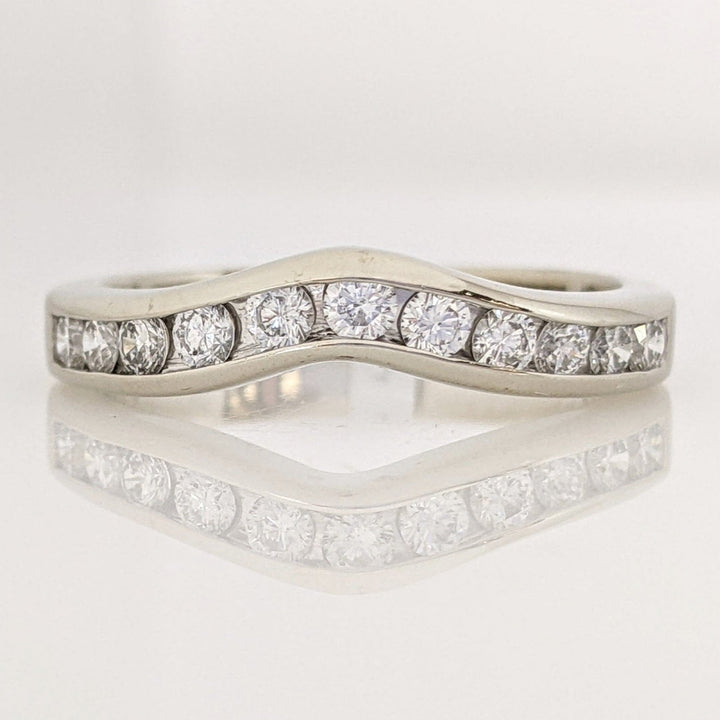 14K WHITE .44 CARAT TOTAL WEIGHT I1 G DIAMOND ROUND (11) CURVED ESTATE CHANNEL SET BAND 3.1 GRAMS
