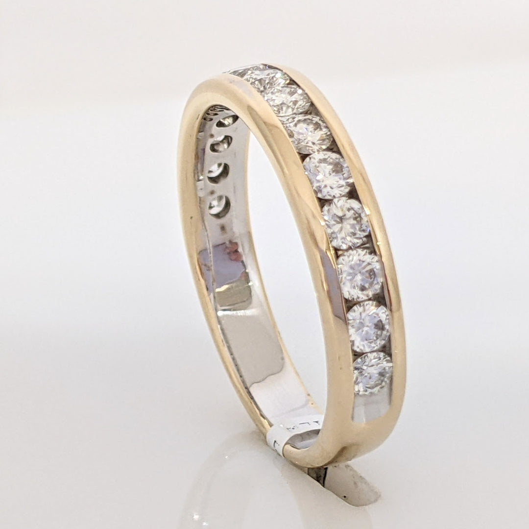 14K .98 CARAT TOTAL WEIGHT SI1-I1 DIAMOND ROUND (14) ESTATE CHANNEL BAND 4.4 GRAMS