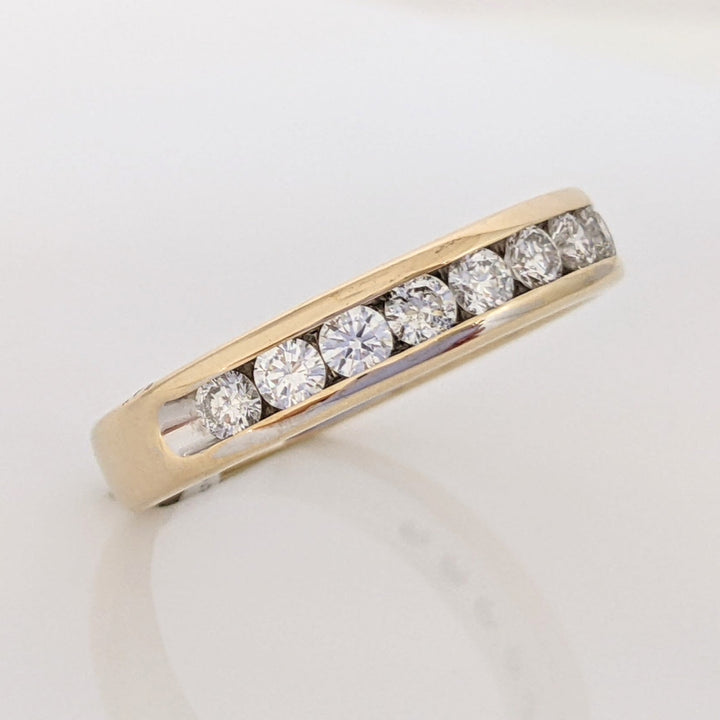 14K .98 CARAT TOTAL WEIGHT SI1-I1 DIAMOND ROUND (14) ESTATE CHANNEL BAND 4.4 GRAMS