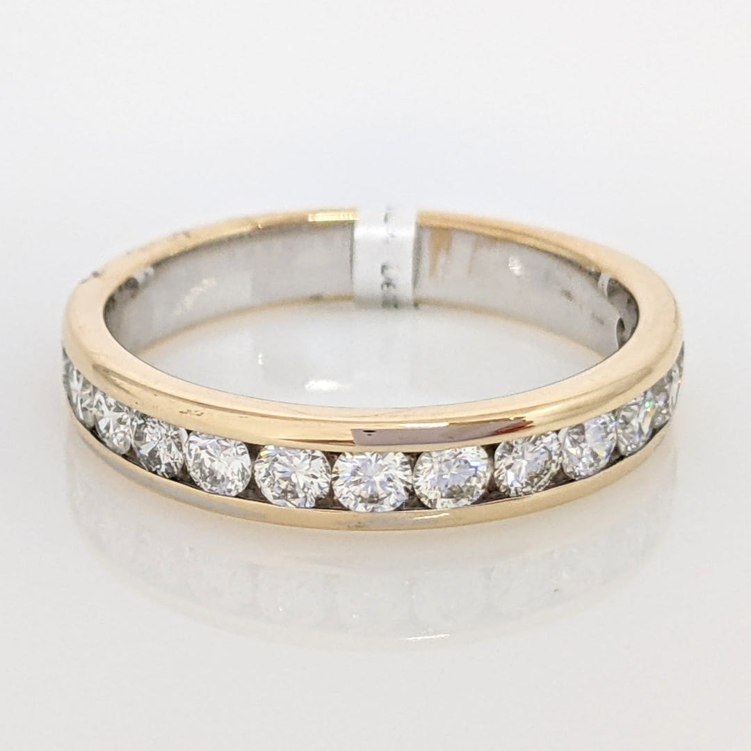 14K .98 CARAT TOTAL WEIGHT SI1-I1 DIAMOND ROUND (14) ESTATE CHANNEL BAND 4.4 GRAMS