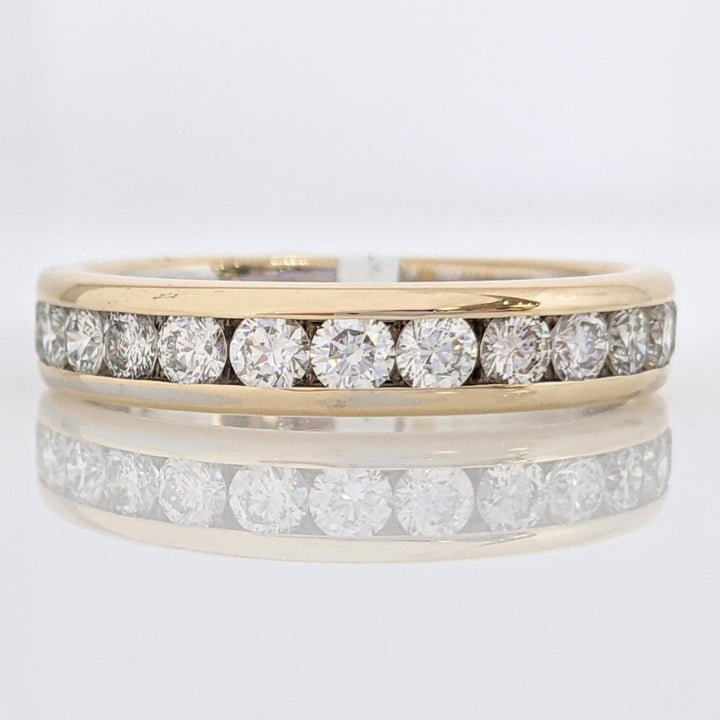 14K .98 CARAT TOTAL WEIGHT SI1-I1 DIAMOND ROUND (14) ESTATE CHANNEL BAND 4.4 GRAMS