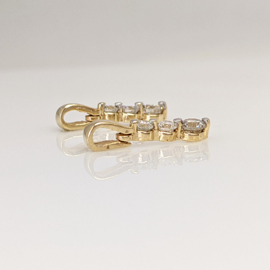 14K .42 CARAT TOTAL WEIGHT I1 J DIAMOND ROUND (6) DROP ESTATE EARRINGS 1.3 GRAMS