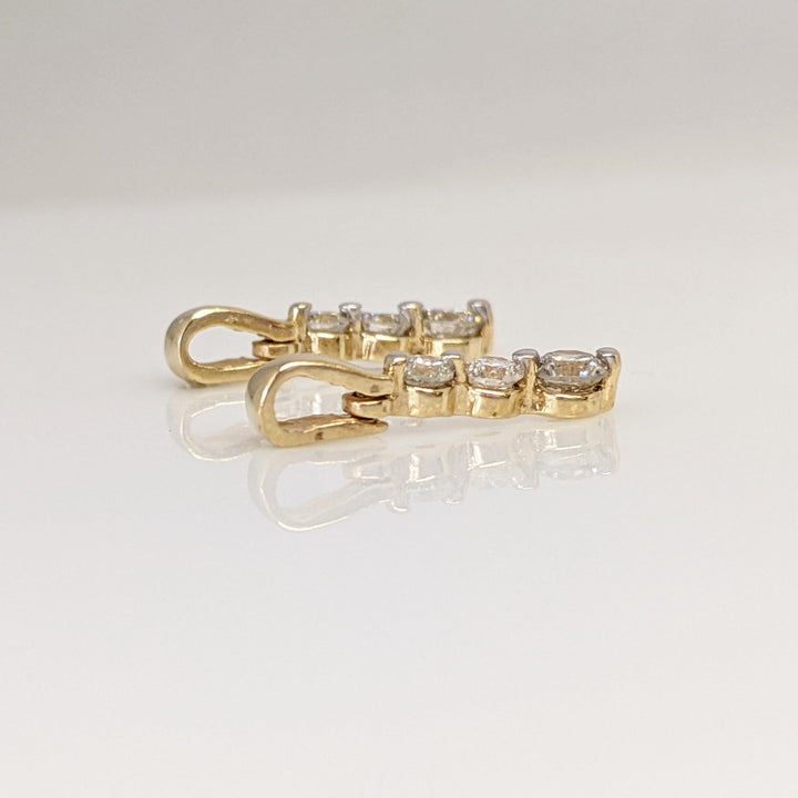 14K .42 CARAT TOTAL WEIGHT I1 J DIAMOND ROUND (6) DROP ESTATE EARRINGS 1.3 GRAMS