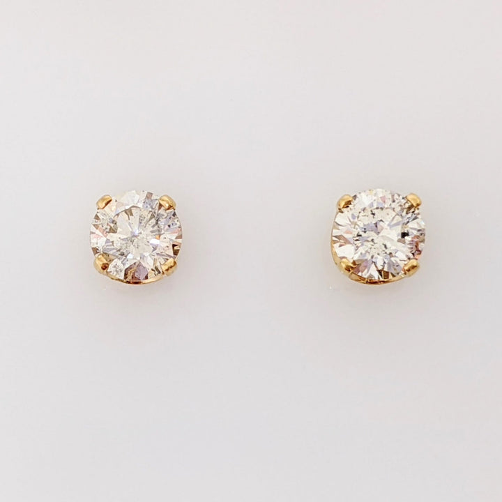 14K .96 CARAT TOTAL WEIGHT I1 K DIAMOND ROUND (2) ESTATE STUD EARRINGS 1.0 GRAMS