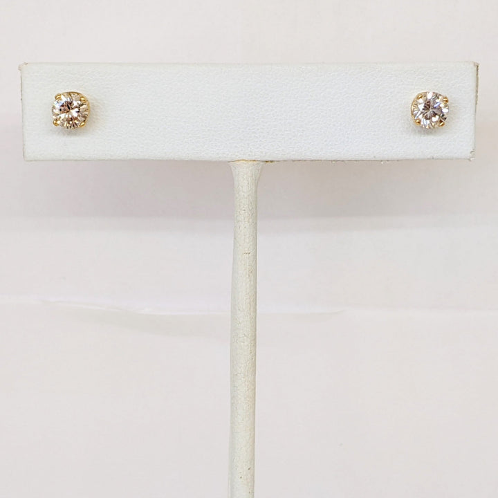 14K .96 CARAT TOTAL WEIGHT I1 K DIAMOND ROUND (2) ESTATE STUD EARRINGS 1.0 GRAMS