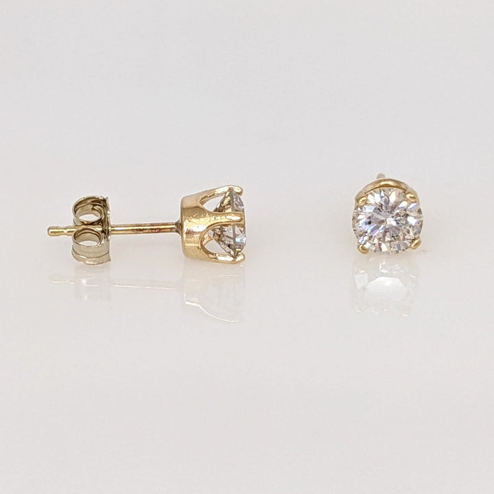 14K .96 CARAT TOTAL WEIGHT I1 K DIAMOND ROUND (2) ESTATE STUD EARRINGS 1.0 GRAMS