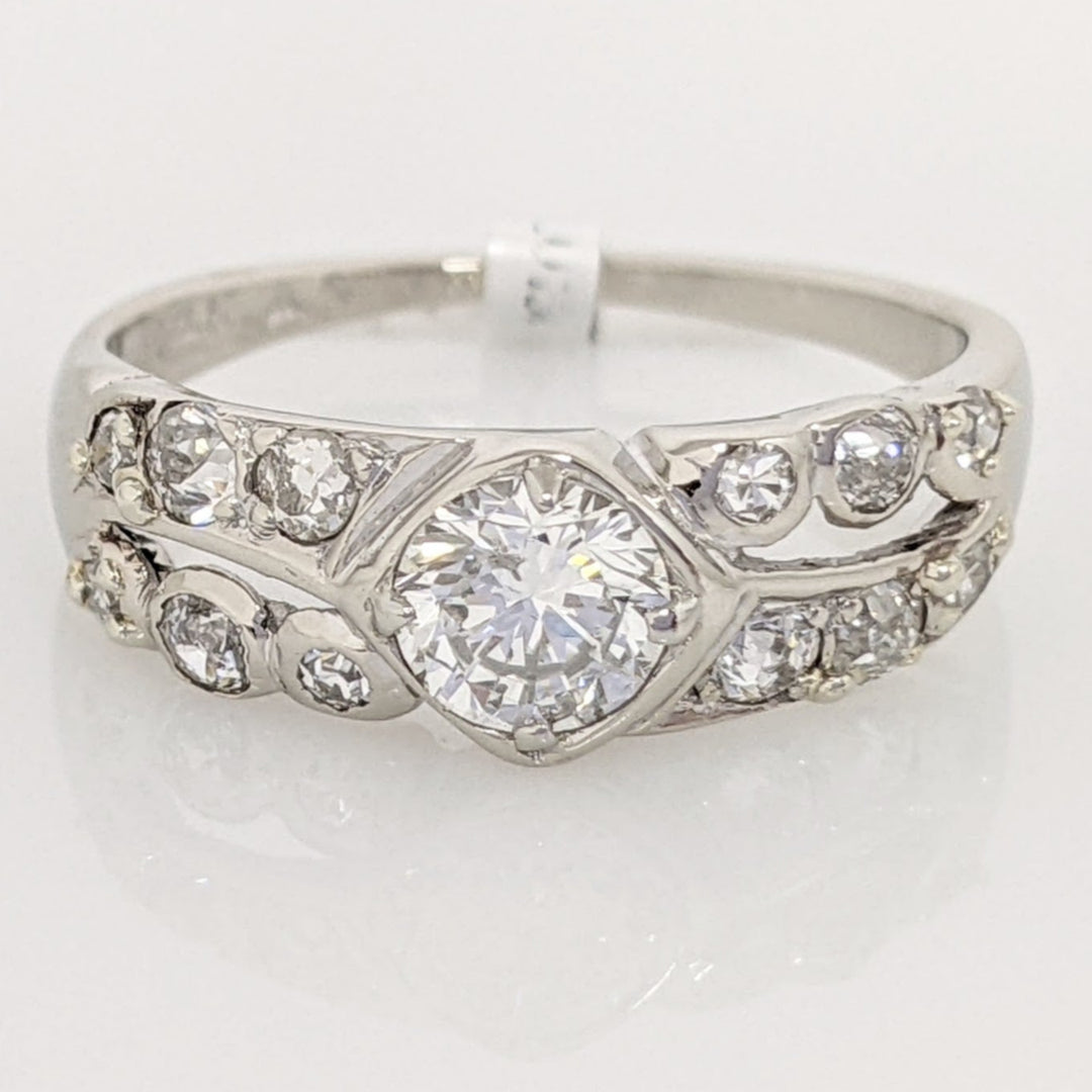 14K WHITE .74 CARAT TOTAL WEIGHT I1 H DIAMOND ROUND (13) ESTATE RING 2.2 GRAMS