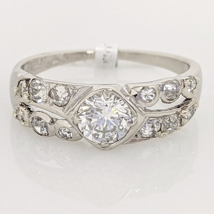 14K WHITE .74 CARAT TOTAL WEIGHT I1 H DIAMOND ROUND (13) ESTATE RING 2.2 GRAMS