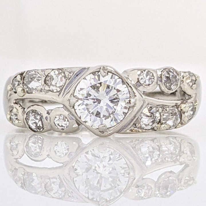 14K WHITE .74 CARAT TOTAL WEIGHT I1 H DIAMOND ROUND (13) ESTATE RING 2.2 GRAMS
