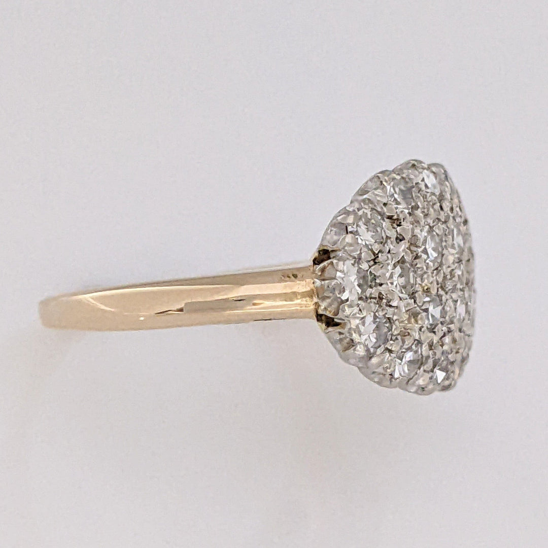 14K .66 CARAT TOTAL WIEGHT VS2 I DIAMOND ROUND (39) ESTATE CLUSTER RING 3.9 GRAMS