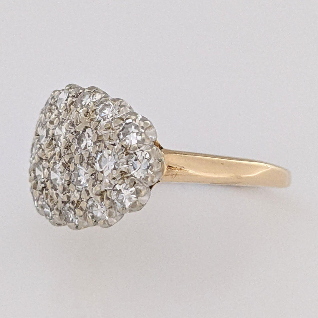 14K .66 CARAT TOTAL WIEGHT VS2 I DIAMOND ROUND (39) ESTATE CLUSTER RING 3.9 GRAMS