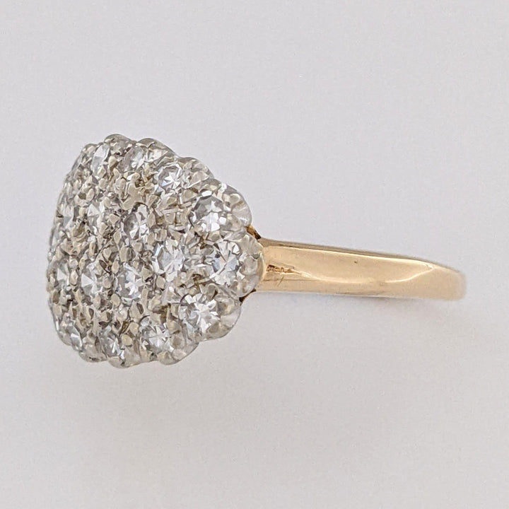 14K .66 CARAT TOTAL WIEGHT VS2 I DIAMOND ROUND (39) ESTATE CLUSTER RING 3.9 GRAMS