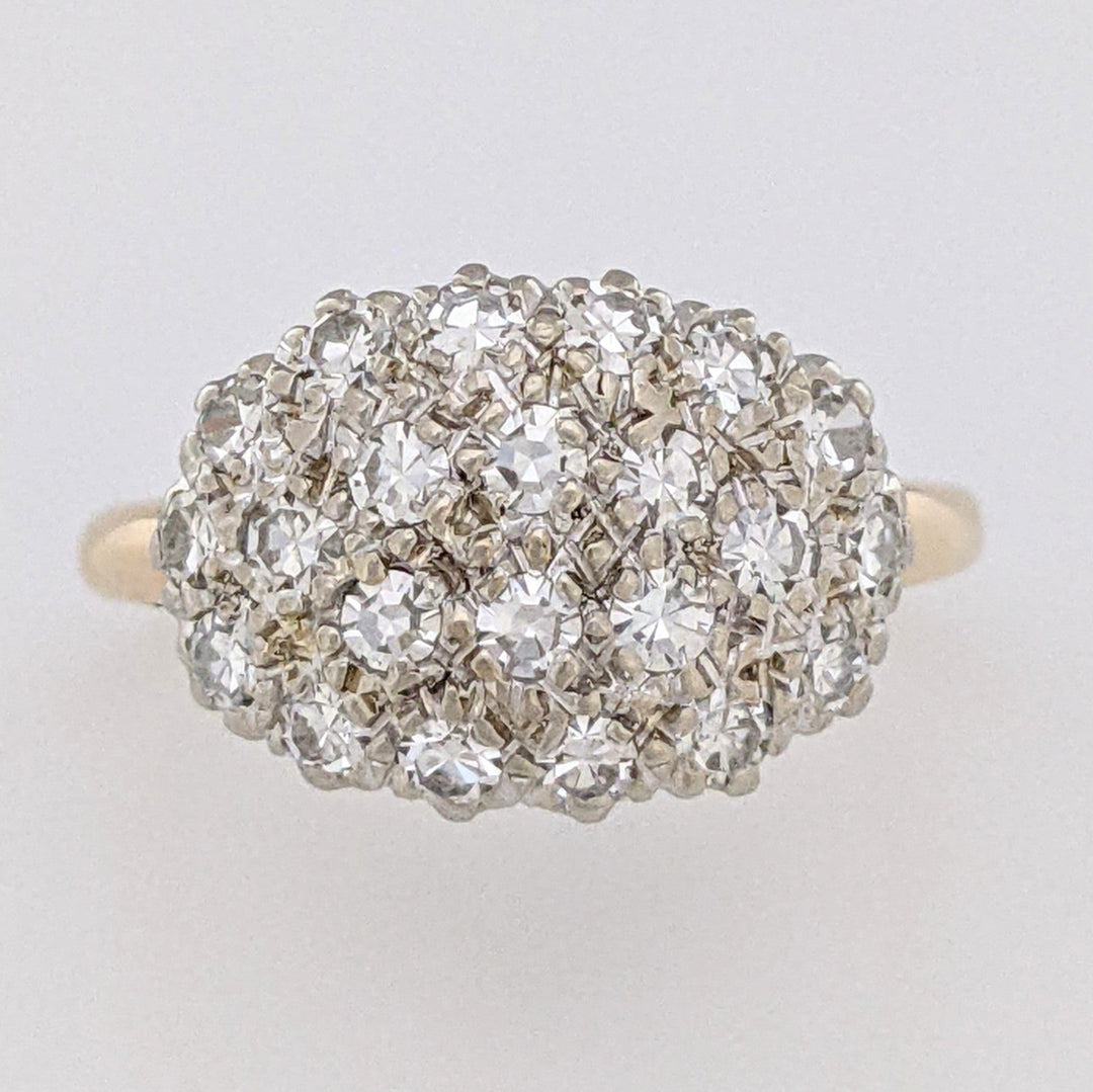 14K .66 CARAT TOTAL WIEGHT VS2 I DIAMOND ROUND (39) ESTATE CLUSTER RING 3.9 GRAMS