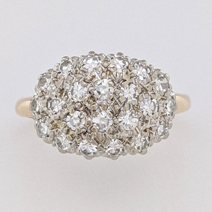 14K .66 CARAT TOTAL WIEGHT VS2 I DIAMOND ROUND (39) ESTATE CLUSTER RING 3.9 GRAMS
