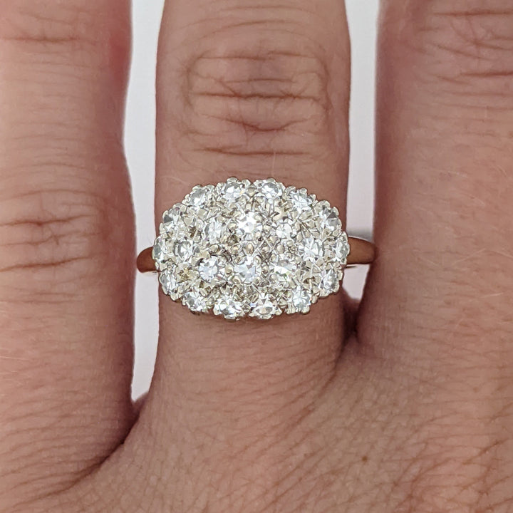 14K .66 CARAT TOTAL WIEGHT VS2 I DIAMOND ROUND (39) ESTATE CLUSTER RING 3.9 GRAMS