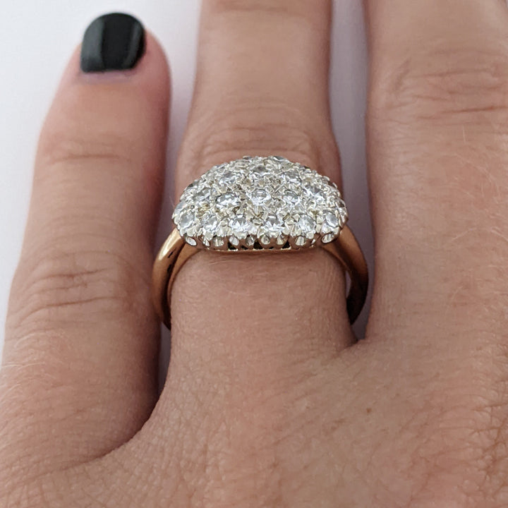14K .66 CARAT TOTAL WIEGHT VS2 I DIAMOND ROUND (39) ESTATE CLUSTER RING 3.9 GRAMS