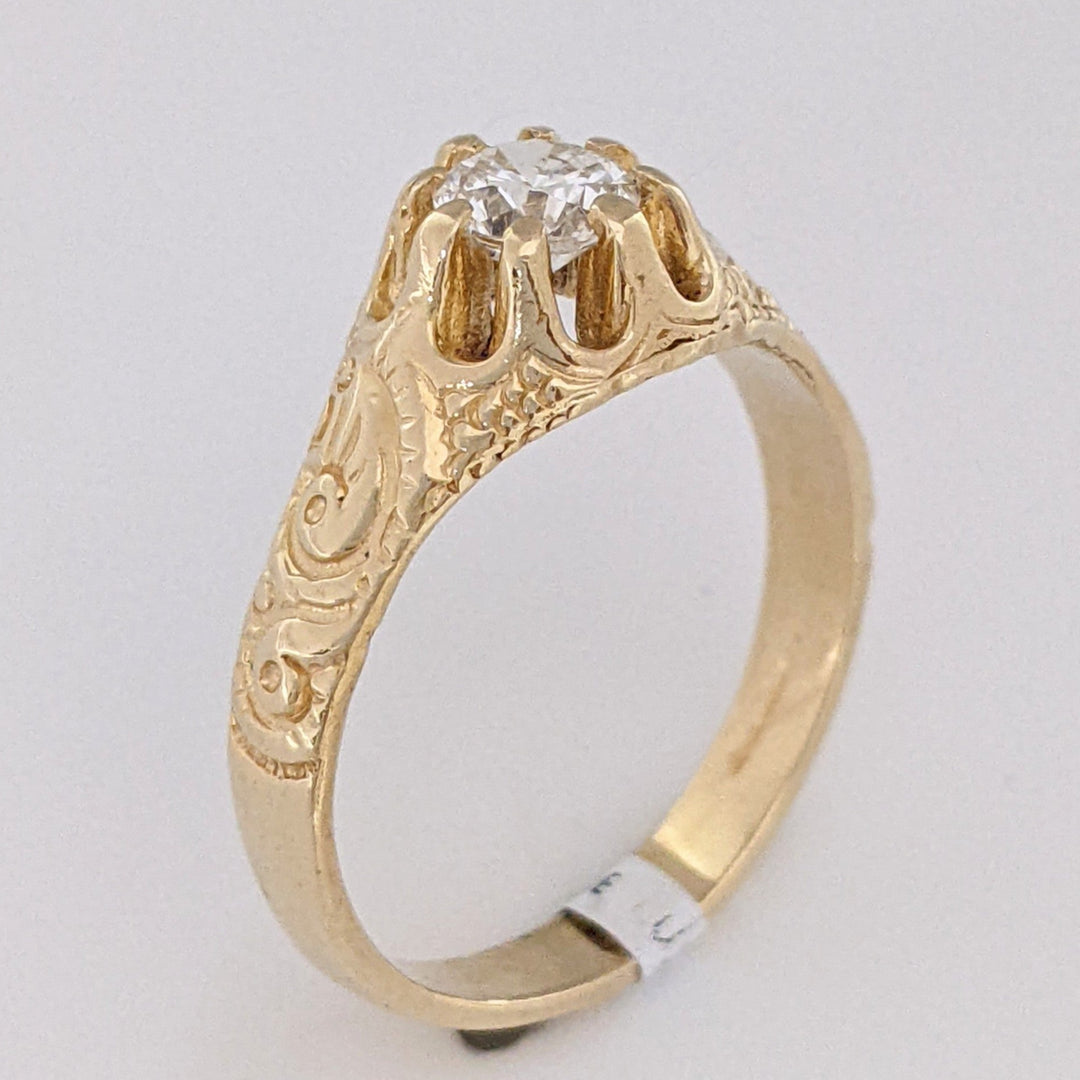 14K .40 CARAT TOTAL SI2 H DIAMOND ROUND BELCHER ESTATE RING 3.9 GRAMS